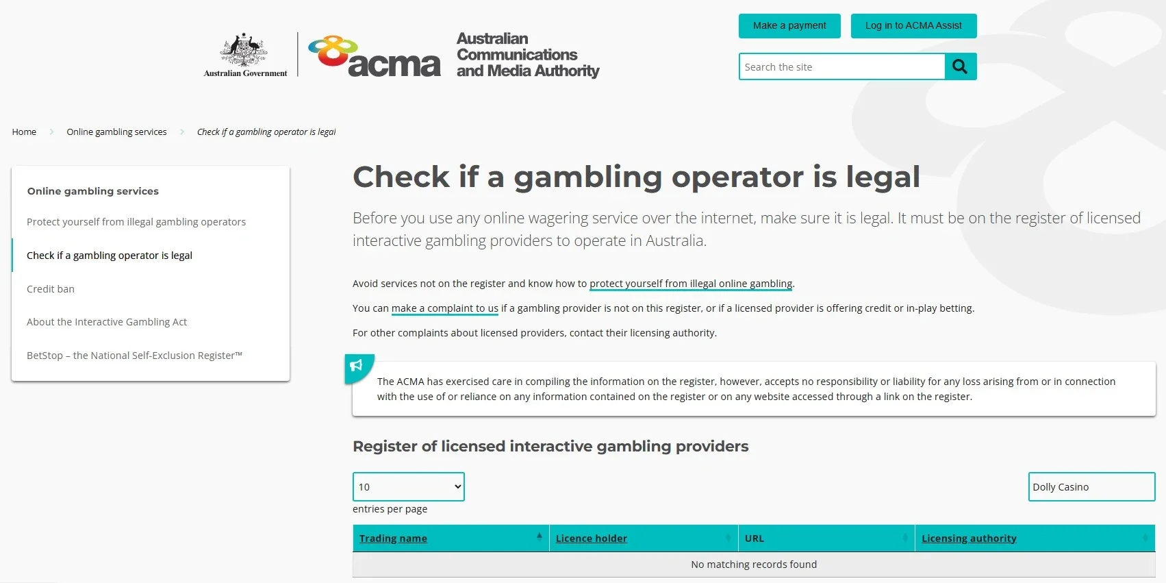 Dolly Casino Licence and Legal Status in Australia